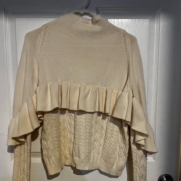 Naadam / Mock Neck Ruffle Cable Knit Sweater S - Picture 3 of 6